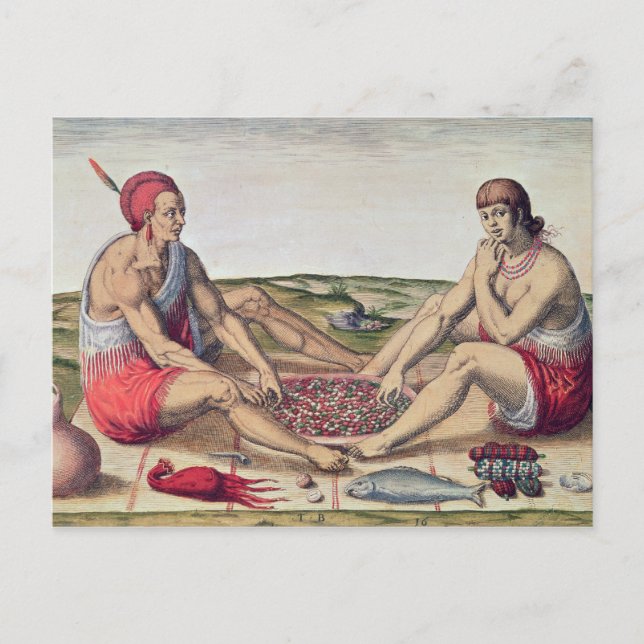 Carte Postale Indiens mangeant un repas (Devant)