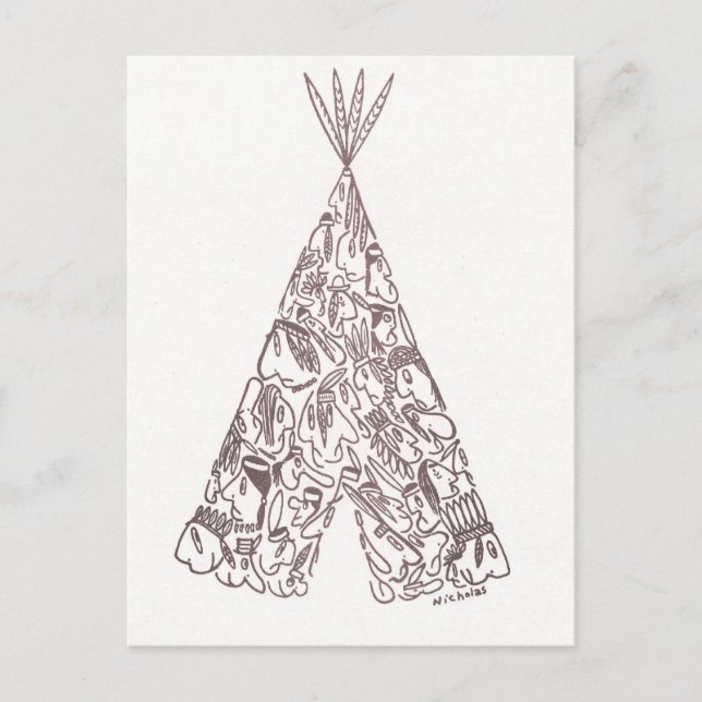 Carte Postale INDIENS - TEPEE - fait de petits Américains d'orig (Devant)
