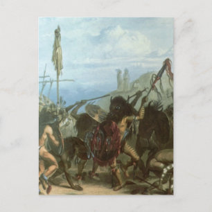 Carte Postale Indiens vintages, Danse de Bison par Karl Bodmer