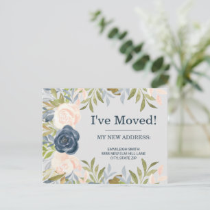 Carte Postale Indigo Blue Blush Pink Changer d'adresse