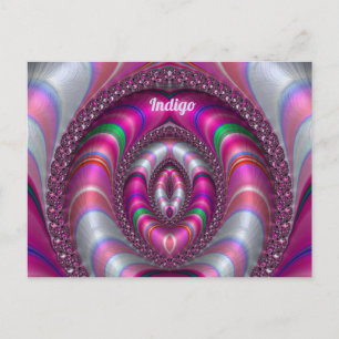 Carte Postale INDIGO ~  Conception de fractale 3D ROSE ~