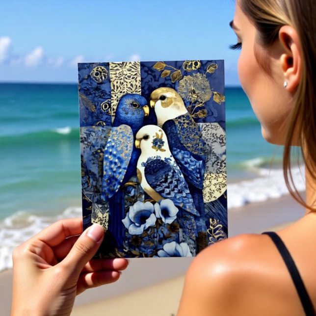 Carte Postale Indigo Golden Parakeets (Créateur téléchargé)