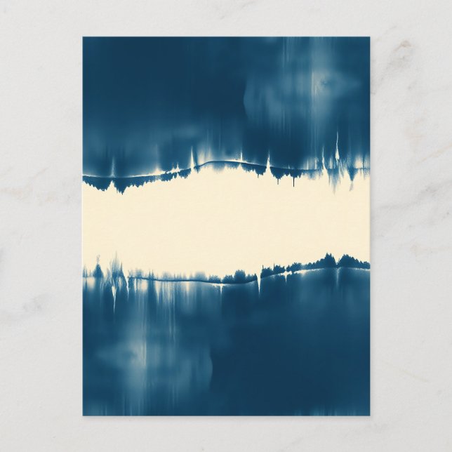 Carte Postale Indigo Shibori Abstrait Moderne Horizontal (Devant)