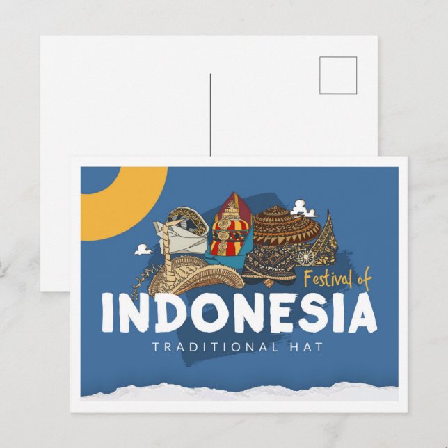 Carte Postale Indonesia Traditional Hat Travel (Devant / Derrière)