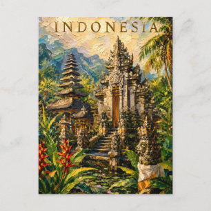Carte Postale Indonésie : Souvenir d'art du temple tropical enso