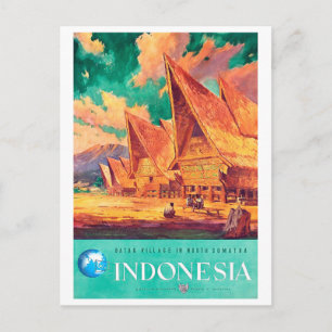 Carte Postale Indonésie, village Batak dans le nord de Sumatra