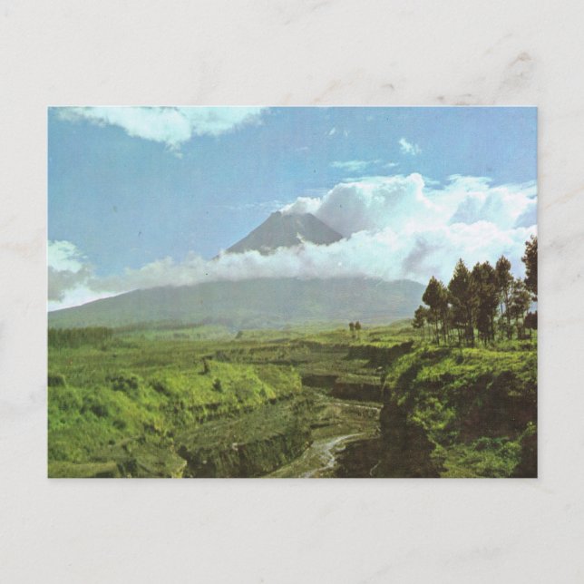 Carte Postale Indonésie vintage, Volcan Merapi (Devant)