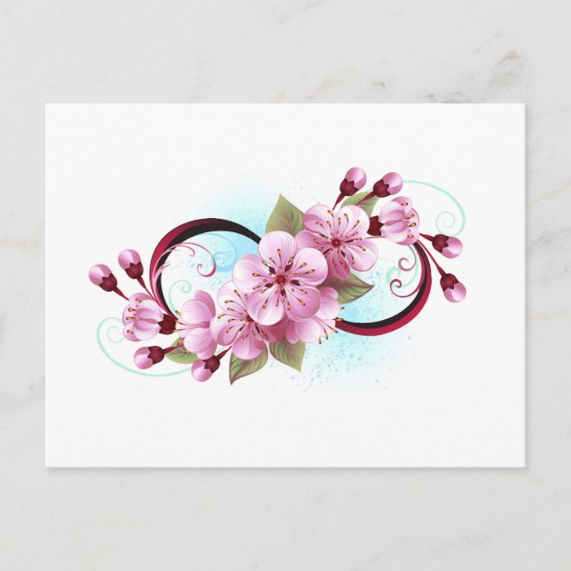 Carte Postale Infinité avec les fleurs Sakura (Devant)