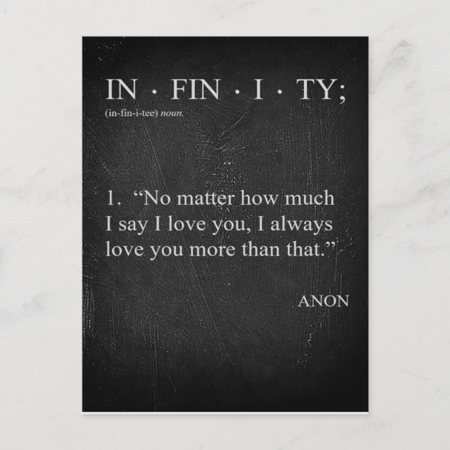 Carte Postale INFINITÉ Vous aimez plus Dictionnaire Définition C (Devant)