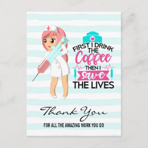 Carte Postale Infirmière amusante qui dit avec une grande aiguil