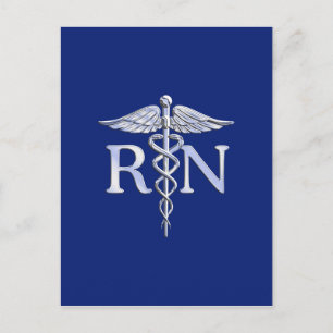 Carte Postale Infirmière autorisée RN Caduceus sur Décor bleu ma