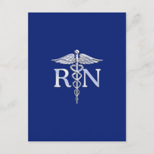 Carte Postale Infirmière autorisée RN Caduceus sur Navy Blue