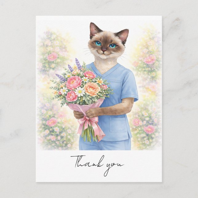 Carte Postale Infirmière avec des fleurs de l'infirmière pour di (Devant)