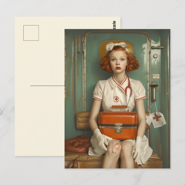 Carte Postale Infirmière blessée (Devant / Derrière)