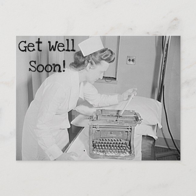 Carte postale Infirmière Bon rétablissement et mac (Devant)