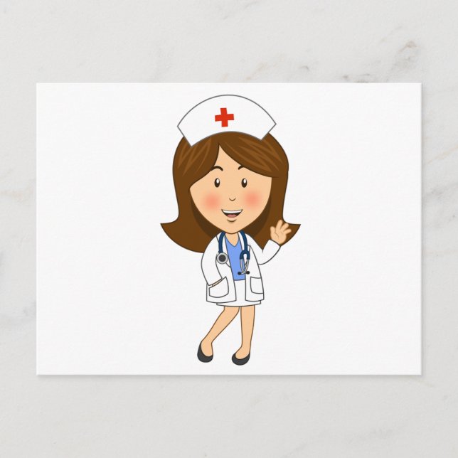 Carte Postale Infirmière caricaturale traditionnelle agitant (Devant)