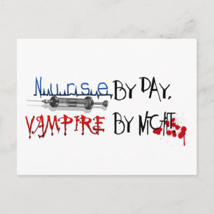 Carte Postale Infirmière de jour, Vampire de nuit