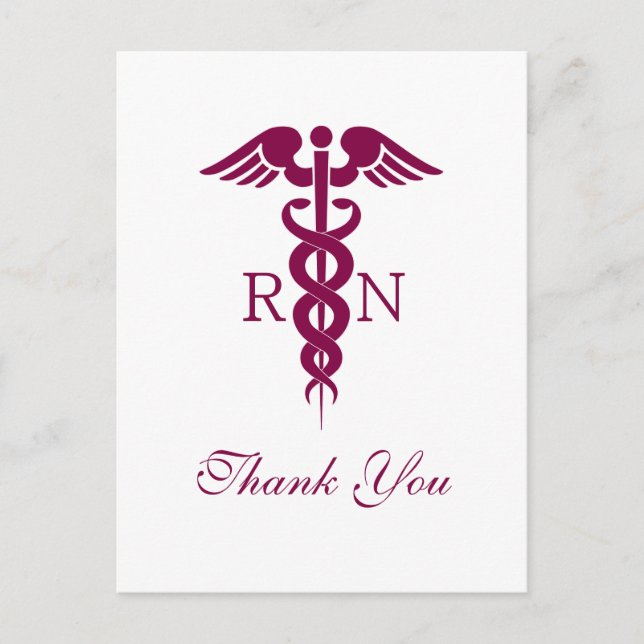 Carte Postale Infirmière diplômée Caducée Rouge Merci (Devant)