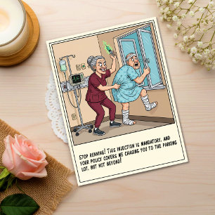 Carte Postale Infirmière Folle Empêche l'Évasion par la Fenêtre