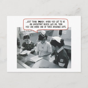 Carte Postale Infirmière importante - Casquette adorable