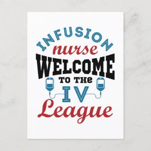 Carte Postale Infirmière Infusion Bienvenue à la ligue I.V.
