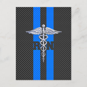 Carte Postale Infirmière inscrite RN Caduceus Carbon Decor