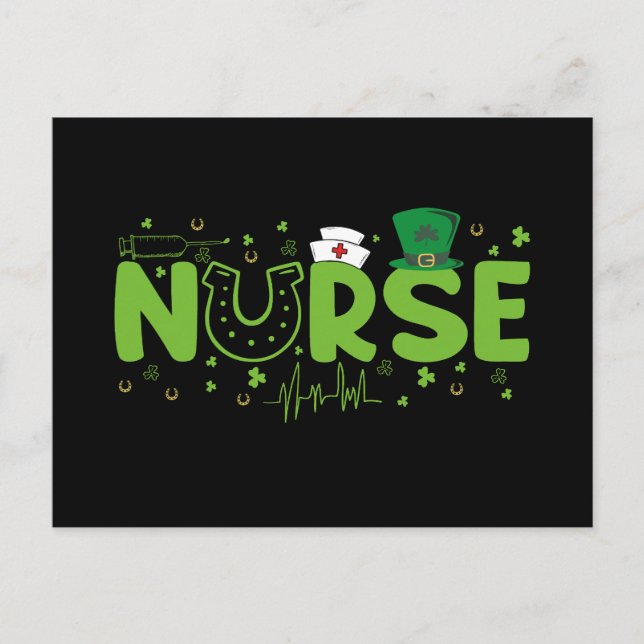 Carte Postale Infirmière irlandaise Stethoscope Scrub Patricks D (Devant)