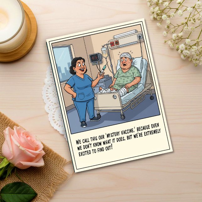 Carte Postale Infirmière joyeuse injectant un patient effrayé po (Créateur téléchargé)