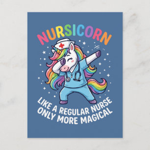 Carte Postale Infirmière licorne énergie lumineuse et magique 