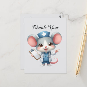 Carte Postale Infirmière mignonne merci souris