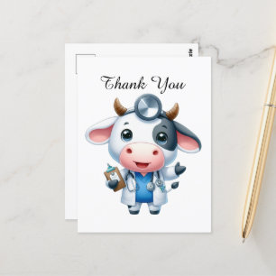 Carte Postale Infirmière mignonne merci vache