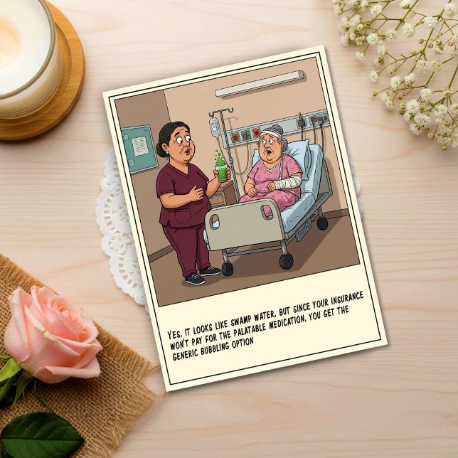 Carte Postale Infirmière offrant au patient une potion verte pou (Créateur téléchargé)