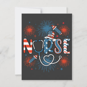 Carte Postale Infirmière patriotique du 4 juillet