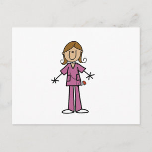 Carte Postale Infirmière Stick Figure Peau Moyenne Féminine