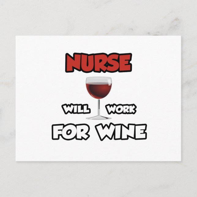 Carte Postale Infirmière ... Travaillera Pour Le Vin (Devant)