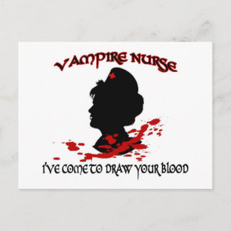 Carte Postale Infirmière Vampire (Je suis venue Tirer Votre Sang