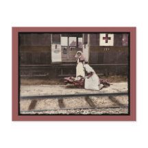 Infirmières et blessés à la gare