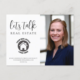 Carte Postale Info Contact Blanc Photo Immobilier