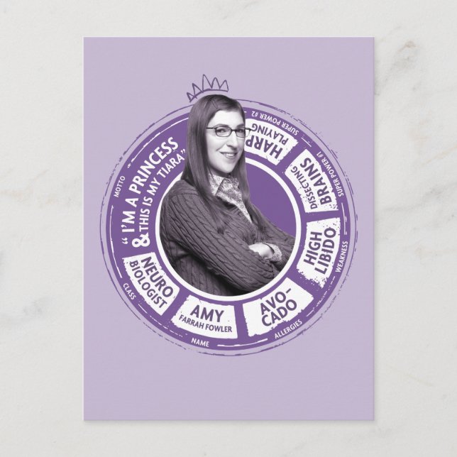 Carte Postale Infographie d'Amy Farrah Fowler (Devant)