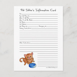 Carte postale Information de l'animal de compagnie