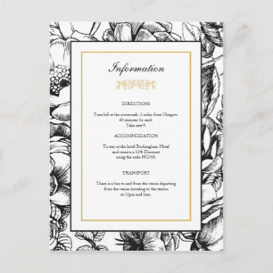 Carte Postale Infos Mariage Floral Noir & Or