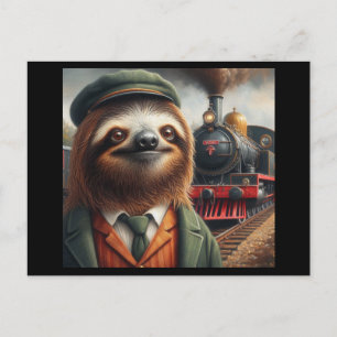 Carte Postale Ingénieur de train Sloth