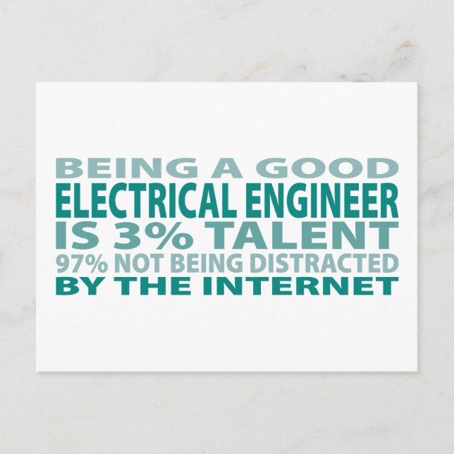 Carte Postale Ingénieur électrique 3% Talent (Devant)