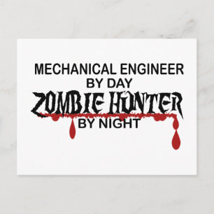 Carte Postale Ingénieur mécanique Zombie Hunter
