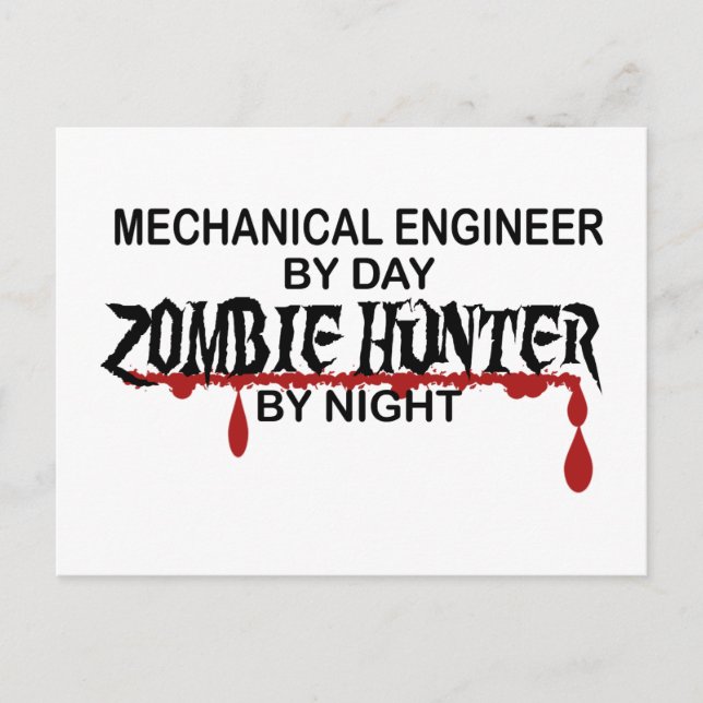 Carte Postale Ingénieur mécanique Zombie Hunter (Devant)