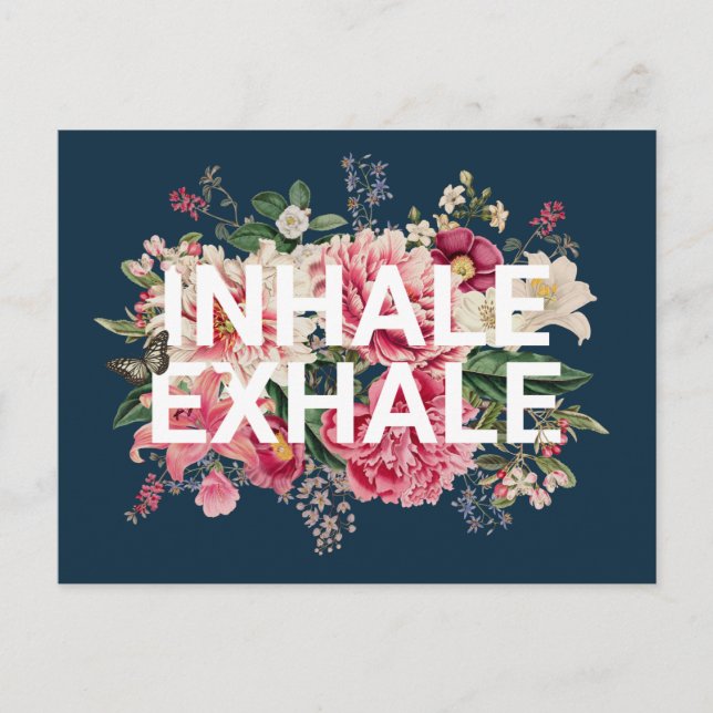 Carte Postale Inhale Exhale Florale Typographie (Devant)