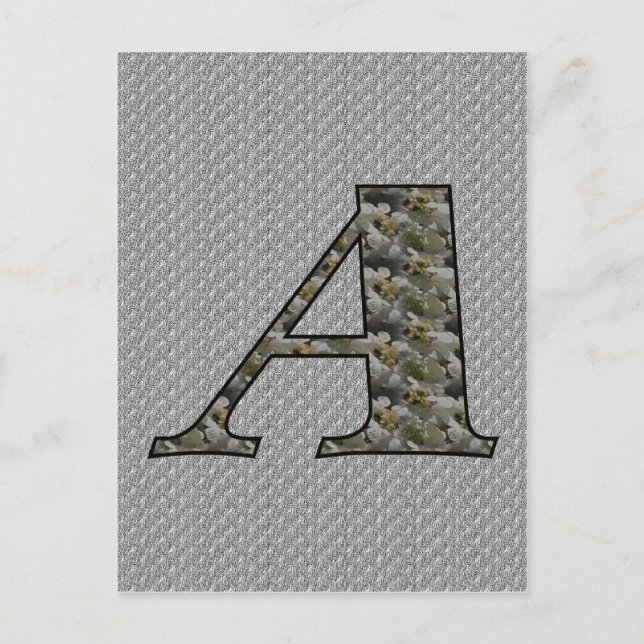 Carte Postale Initiale de monogramme A Fleurs d'hortensia (Devant)