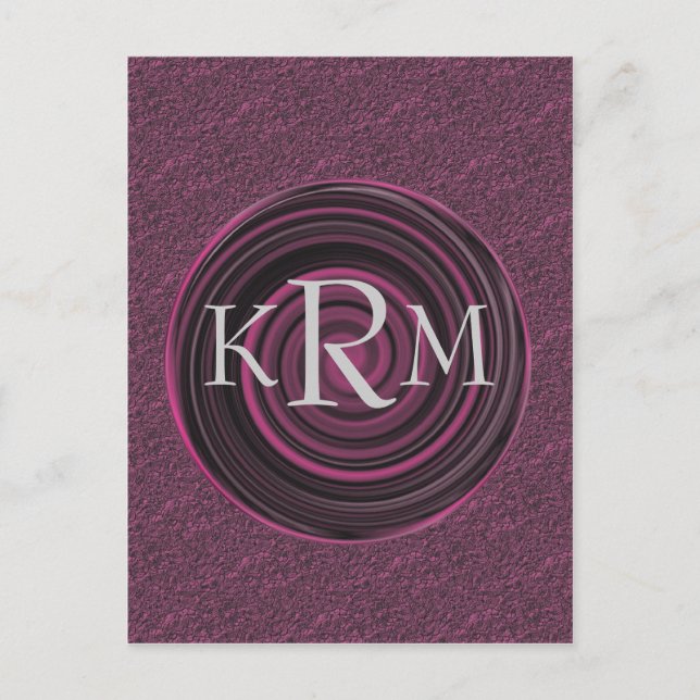 Carte Postale Initiales de monogramme tourbillons prune personna (Devant)