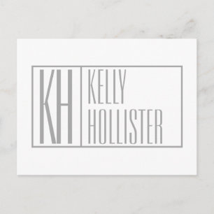 Carte Postale Initiales et logo de nom gris modernes