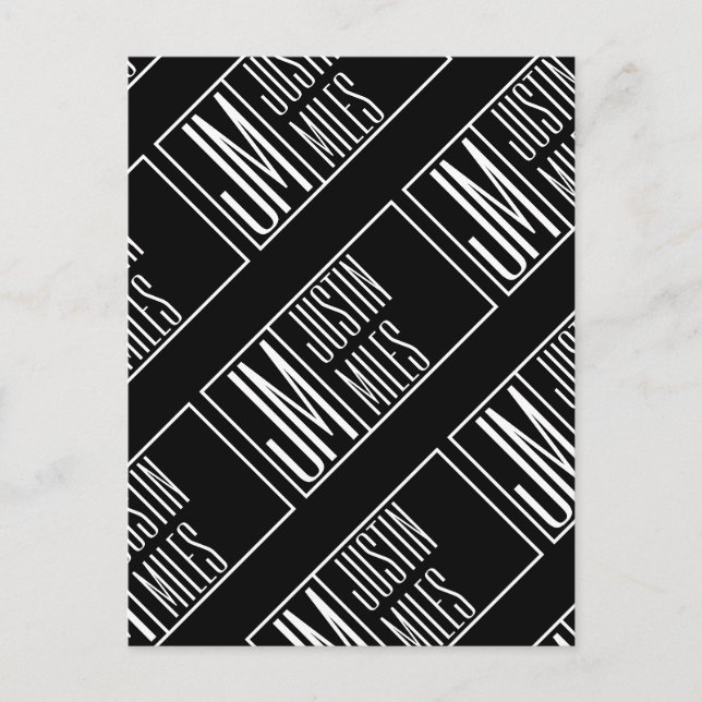 Carte Postale Initiales modernes avec motif de monogramme de nom (Devant)